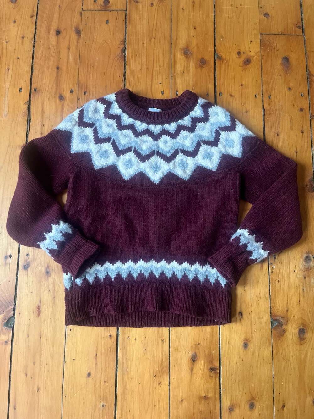 L.L. Bean Fair Isle Lambswool Crewneck Sweater SP XS